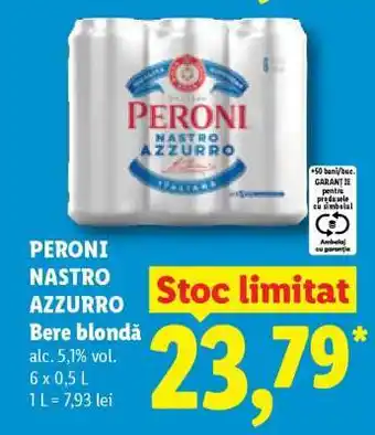 Lidl PERONI NASTRO AZZURRO Bere blondă Ofertă