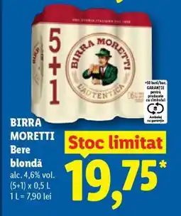 Lidl BIRRA MORETTI Bere blondă Ofertă