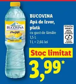 Lidl BUCOVINA Apă de izvor plată Ofertă