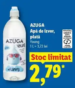 Lidl AZUGA Apă de izvor, plată Young Ofertă