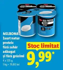 Lidl MILBONA Iaurt natur, proteic Ofertă