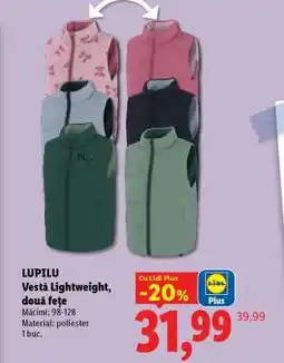Lidl LUPILU Vestă Lightweight, două fețe Ofertă