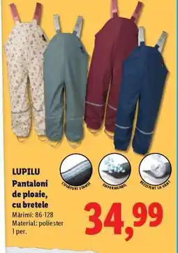 Lidl LUPILU Pantaloni de ploaie, cu bretele Ofertă