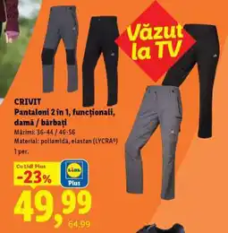 Lidl CRIVIT Pantaloni 2 în 1, funcționali, damă / bărbați Ofertă