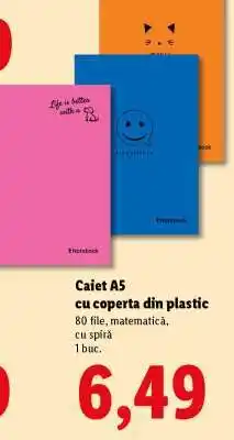 Lidl Caiet A5 cu coperta din plastic Ofertă