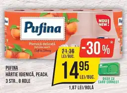 Mega Image Pufina hârtie igienică, peach Ofertă