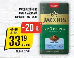 Mega Image Jacobs krönung cafea măcinată decofeinată Ofertă