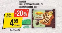 Mega Image Boromir felie de cozonac cu cremă cu nuci și ciocolată Ofertă