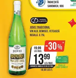 Mega Image Jidvei traditional vin alb demisec fetească regală Ofertă
