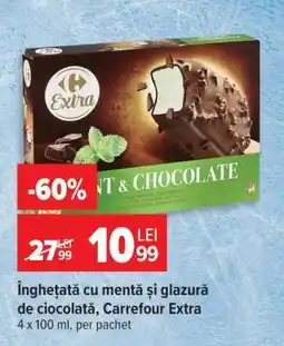 Carrefour Înghețată cu mentă și glazură de ciocolată, Carrefour Extra Ofertă