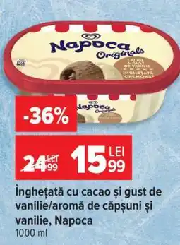 Carrefour Înghețată cu cacao și gust de vanilie/aromă de căpșuni și vanilie, Napoca Ofertă
