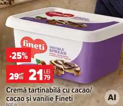 Carrefour Cremă tartinabilă cu cacao/ cacao și vanilie Fineti Ofertă