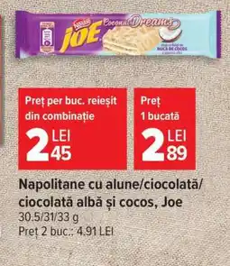 Carrefour Napolitane cu alune/ciocolată/ciocolată albă și cocos, Joe Ofertă