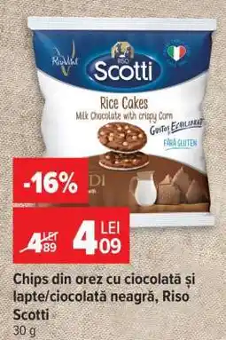 Carrefour Chips din orez cu ciocolată și lapte/ciocolată neagră, Riso Scotti Ofertă