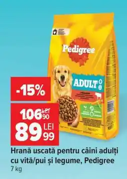 Carrefour Hrană uscată pentru câini adulți cu vită/pui și legume, Pedigree Ofertă