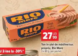 Carrefour Ton în ulei de măsline/suc propriu Rio Mare Ofertă