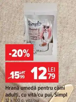 Carrefour Hrană umedă pentru câini adulți, cu vită/cu pui. Simpl Ofertă