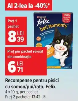 Carrefour Recompense pentru pisici cu somon/pui/rață, Felix Ofertă