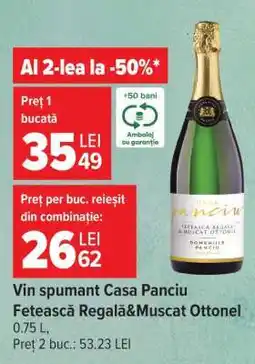 Carrefour Vin spumant Casa Panciu Fetească Regală & Muscat Ottonel Ofertă