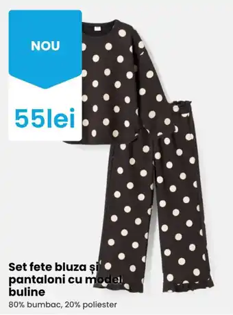 Set fete bluza și pantaloni cu model buline