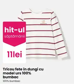Pepco Bearlove tricou fete în dungi cu model urs Ofertă