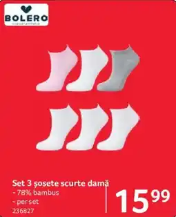 Selgros Bolero set 3 șosete scurte damă Ofertă