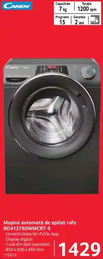 Selgros Candy mașină automată de spălat rufe RO41276DWMCRT-S Ofertă