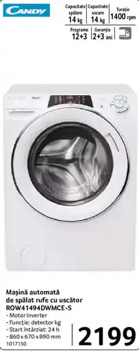 Selgros Candy mașină automată de spălat rufe cu uscător row41494dwmce-s Ofertă