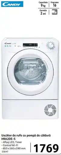 Selgros Candy uscător de rufe cu pompă de căldură H9A2DE-S Ofertă