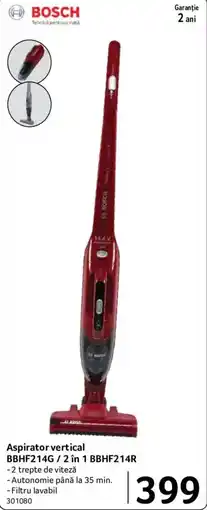 Selgros Bosch aspirator vertical bbhf214g / 2 in 1 bbhf214r Ofertă