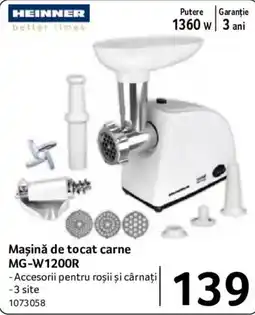 Selgros Heinner mașină de tocat carne mg-w1200r Ofertă