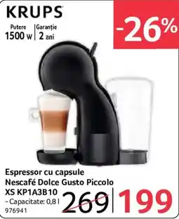 Selgros Krups espresso cu capsule nescafe dolce gusto piccolo xs kp1a3b10 Ofertă