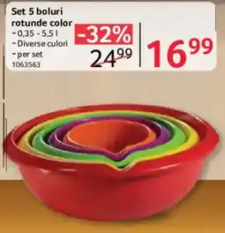 Selgros Set 5 boluri rotunde color Ofertă
