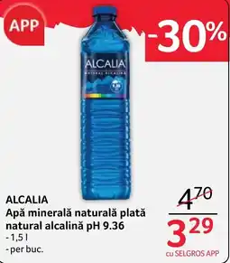 Selgros Alcalia Apă minerală naturală plată natural alcalină pH 9.36 Ofertă
