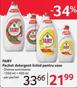 Selgros Fairy pachet detergent lichid pentru vase Ofertă