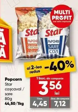 PROFI Popcorn Star cașcaval / sare 80g Ofertă