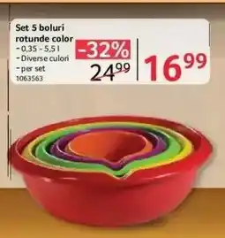 Selgros Set 5 boluri rotunde color Ofertă
