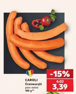 Kaufland CAROLI Crenwurşti porc extra 100 g Ofertă