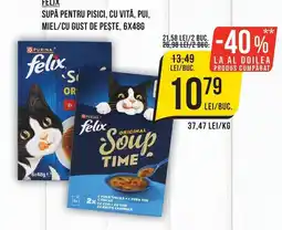 Mega Image Felix supă pentru pisici cu vită, pui, miel/cu gust de pește Ofertă