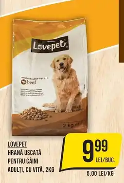 Mega Image Lovepet hrană uscată pentru câini adulți, cu vită Ofertă