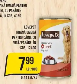 Mega Image Lovepet hrană umedă pentru câini, cu vită/pasăre, în sos Ofertă