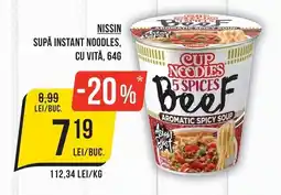 Mega Image Nissin supă instant noodles cu vită Ofertă