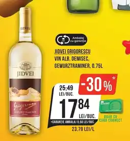 Mega Image Jidvei grigorescu vin alb Ofertă