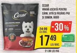 Mega Image Cesar hrană uscată pentru câini, vită și pasăre/pui și somon Ofertă