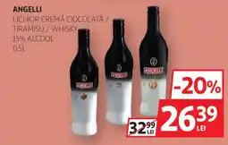 Auchan Angelli lichior cremă ciocolată / tiramisu / whisky Ofertă