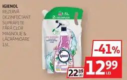 Auchan Igienol rezervă dezinfectant suprafețe fără clor magnolie & lăcrămioare Ofertă