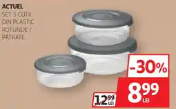 Auchan Set 3 cutii din plastic rotunde / pătrate Ofertă