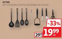 Auchan Actuel set 9 ustensile pentru bucătărie, din plastic Ofertă