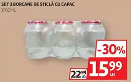 Auchan Set 3 borcane de sticlă cu capac Ofertă