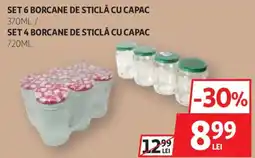 Auchan Set 6 borcane de sticlă cu capac Ofertă